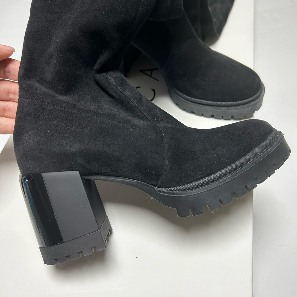 Casadei Over the Knee Thigh high chunky boots black suede sz 38